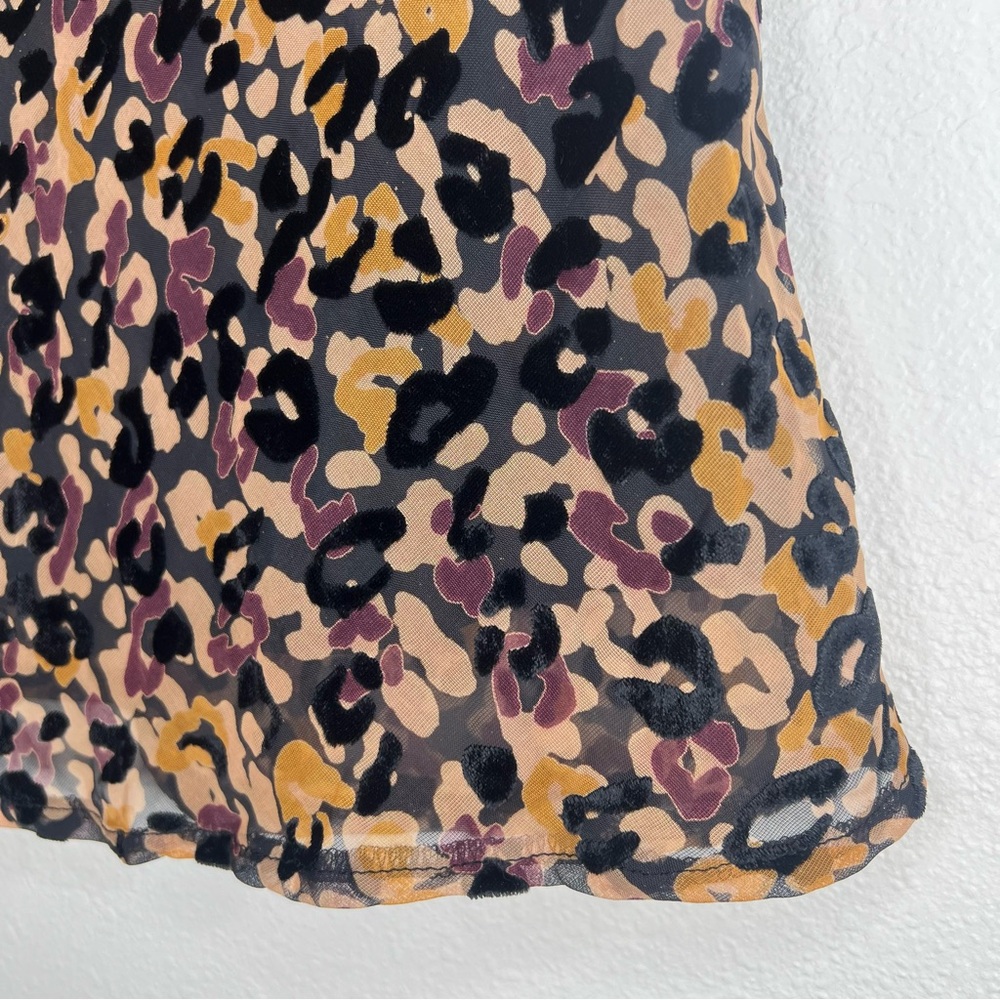 Princess Polly Black & Tan Leopard Animal Print Velvet Burnout Mini Skirt Sz 4 - Picture 5 of 12